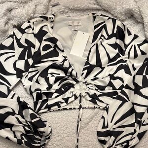 Caroline Constas Monochrome Abstract Blouse